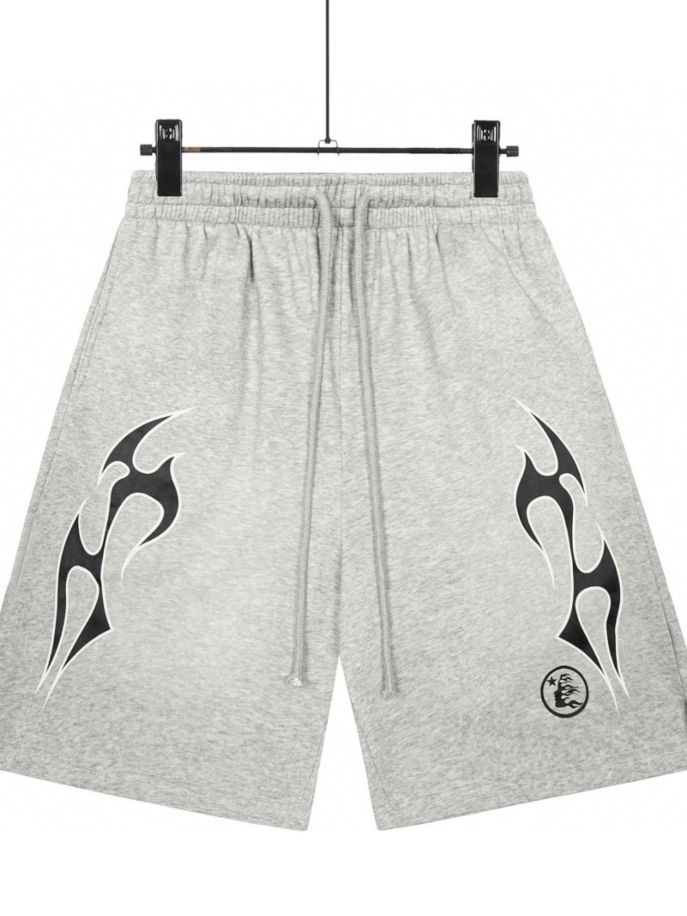 Men's Gray Athletic Shorts with Tribal Flame Print